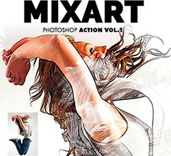 极品PS动作－草图艺术(新版)：MixArt Photoshop Action Vol.1